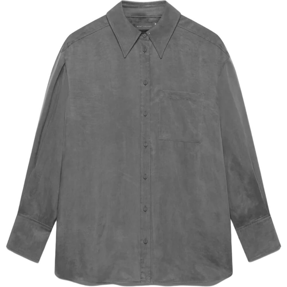 Mint Velvet Grey Oversized Long Sleeved Shirt